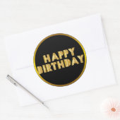 Gold Happy Birthday Ronde Sticker (Envelop)