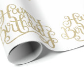 Gold Happy Birthday Wrapping Paper Cadeaupapier (Rol Hoek)