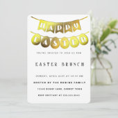 Gold Happy Easter-uitnodiging Kaart (Staand voorkant)