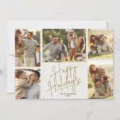 Gold Happy Holidays Cinq photos Carte de vacances (Devant)