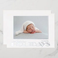Gold Happy Holidays Photo Foil Carte de vacances