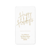 Gold Happy Holidays Return Address Etiket (Voorkant)