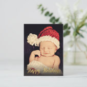 Gold Happy Holidays Xmas Script Photo Carte postal (Debout devant)