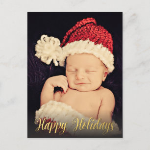 Gold Happy Holidays Xmas Script Photo Carte postal