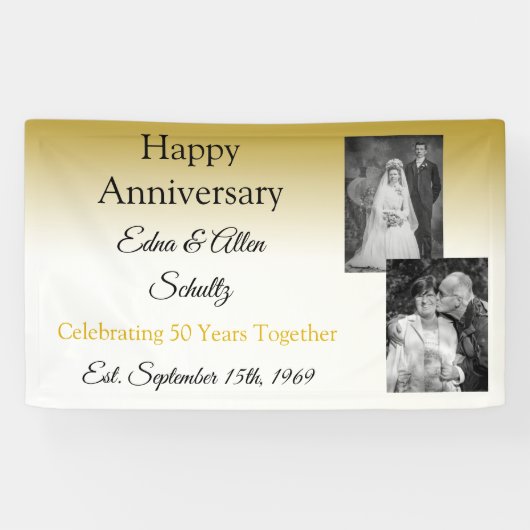 Gold Happy Jubileum Banner (Horizontaal)