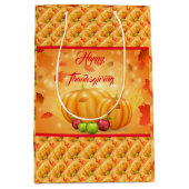 Gold Happy Thanksgiving Herfst Gift Medium Cadeauzakje (Voorkant)