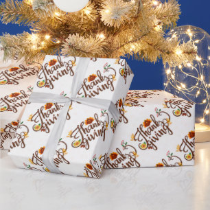Gold Happy Thanksgiving Pumpkin Cadeaupapier