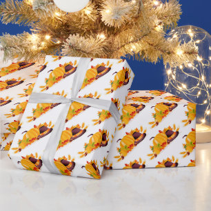 Gold Happy Thanksgiving Pumpkin Cadeaupapier