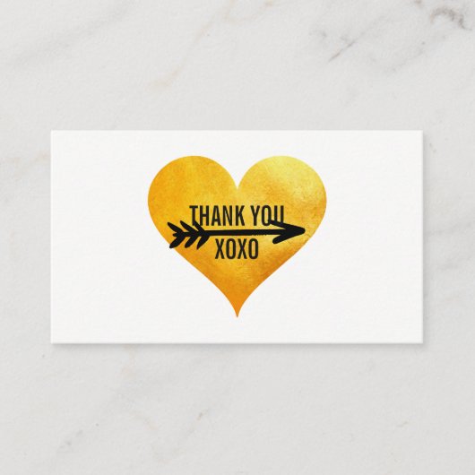 Gold hart / Pijl / Dank u Visitekaartje (Voorkant)
