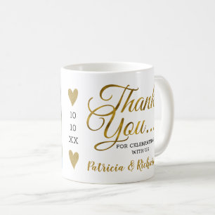 Gold Hartelijk dank Bride en Groom Weddenfoto Koffiemok