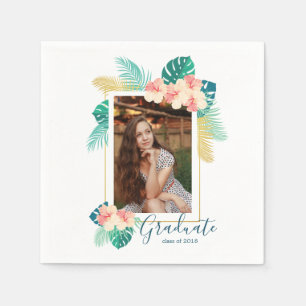 Gold Hawaiian Hibiscus Graduation Party Napkins Servetten