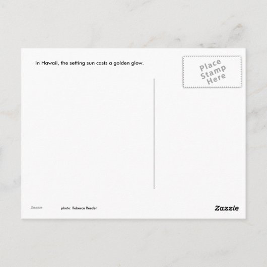 Gold Hawaiian Sunset Briefkaart (Achterkant)