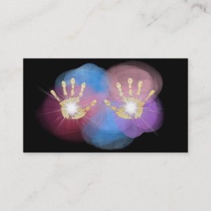 *~* Gold Healing Hands Radiating Light Energy Visitekaartje