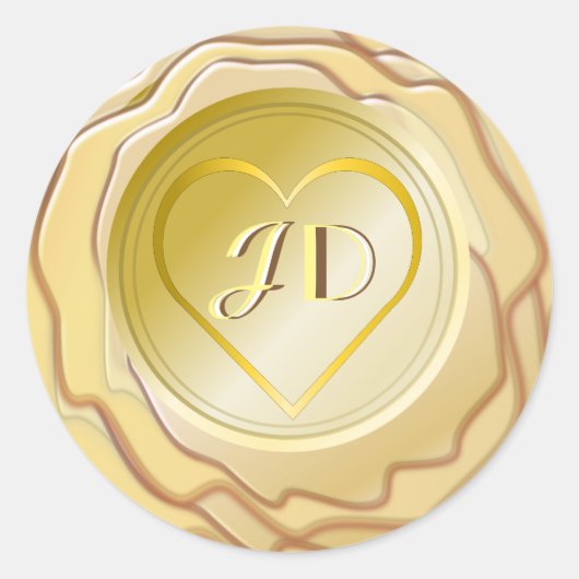Gold Heart and Initialen Wax Seal label (Voorkant)