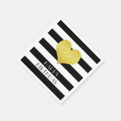 Gold Heart Black White Stripes Pattern Name Servet (Hoek)