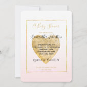 Gold Heart Blush Pink Ombre Baby shower Kaart (Voorkant)