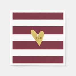 Gold Heart Bourgondië Marsala Trouwpapier Servet
