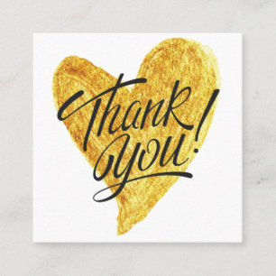Gold Heart Calligraphy Korting - Hartelijk dank Vierkante Visitekaartje