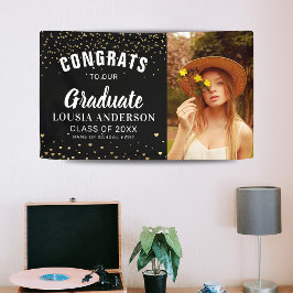 Gold Heart Confetti Afstuderen Photo Banner