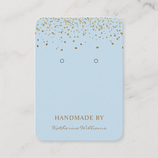 Gold Heart Confetti Blue | Kaart voor beeldscherm  Visitekaartje (Voorkant)