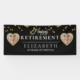 Gold Heart Custom Photo Retirement Party Banner