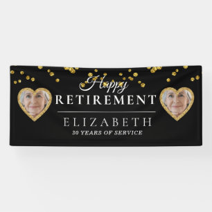 Gold Heart Custom Photo Retirement Party Banner