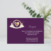 Gold Heart Femme Mariage | Carte de réception (Debout devant)