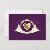 Gold Heart Femme Mariage | Carte de réception (Dos)
