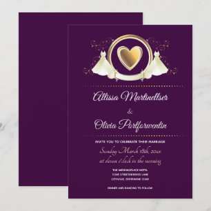 Gold Heart Femme Mariage   Faire-part de mariage