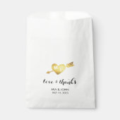 Gold Heart & Flèche Monogramme Mariage Faveur Sacs (Devant)