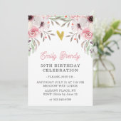 Gold Heart Floral 50e anniversaire Invitation de f (Debout devant)
