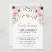 Gold Heart Floral 70e anniversaire Invitation de f (Devant)