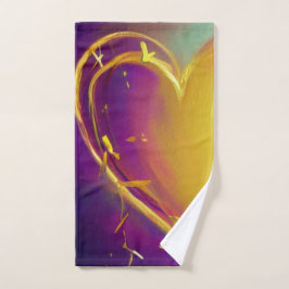Gold Heart Hand Towel Handdoek