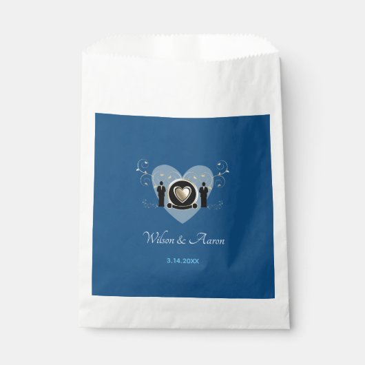 Gold Heart Homme Mariage bleu | Favoriser les sacs (Devant)
