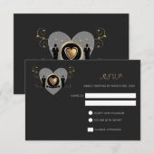 Gold Heart Homme Mariage | carte RSVP (Devant / Derrière)