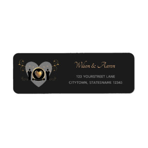 Gold Heart Homme Mariage Étiquettes d'adresse de