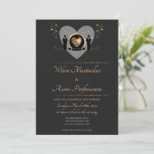 Gold Heart Homme Mariage | Invitation (Debout devant)