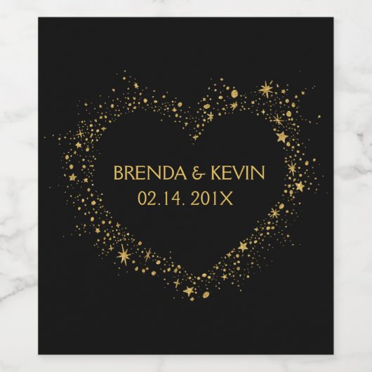 Gold Heart Illustratie Tekst Sjabloon Wijn Etiket (Enkel label)