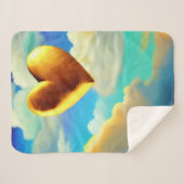 Gold Heart in Clouds Sherpa Blanket Deken (Voorkant (horizontaal))