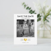 Gold Heart LGBTQ Save the Date with Photo Briefkaart (Staand voorkant)