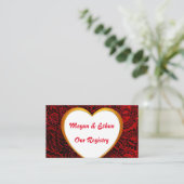 Gold Heart Lijst Afbeelding en Red Fabric Registry Informatiekaartje (Staand voorkant)