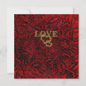 Gold Heart Lijst & Red Fabric Foto toevoegen Save The Date (Achterkant)