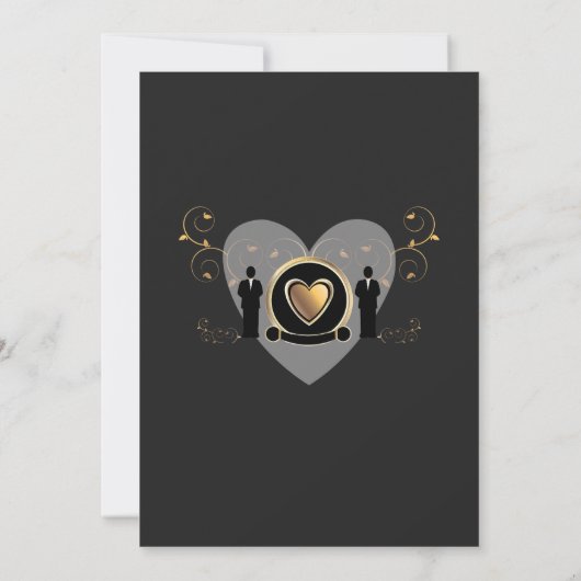 Gold Heart Male Wedding | Datum opslaan Save The Date (Achterkant)