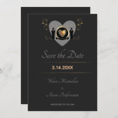 Gold Heart Male Wedding | Datum opslaan Save The Date (Voorkant / Achterkant)
