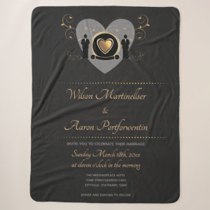 Gold Heart Male Wedding Invite Keepomwille Sherpa Deken