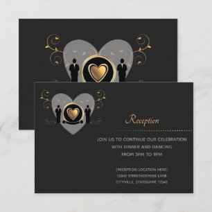 Gold Heart Male Wedding Ontvangst Kaart
