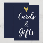 Gold Heart | Navy Kaarten & Gifts Sign (Voorkant / Achterkant)