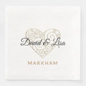 Gold Heart Paper Napkin met persoonlijke namen Servet (Voorkant)