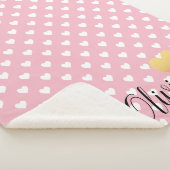 Gold Heart Pink en White Pattern Monogram Sherpa Deken (3/4)