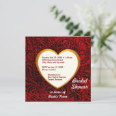 Gold Heart & Red Fabric Bridal Shower Invitation (Debout devant)